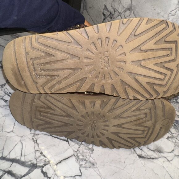 Ugg Women’s Size 8 Classic Short Sparkle Sequin Copper Red Gold Leather - Picture 6 of 10